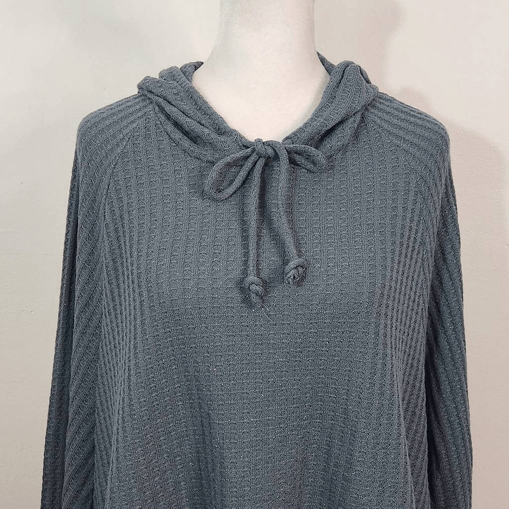 Chaser Blue Ribbed Knit Hoodie NWT Size Medium Teal Blue Hoodie