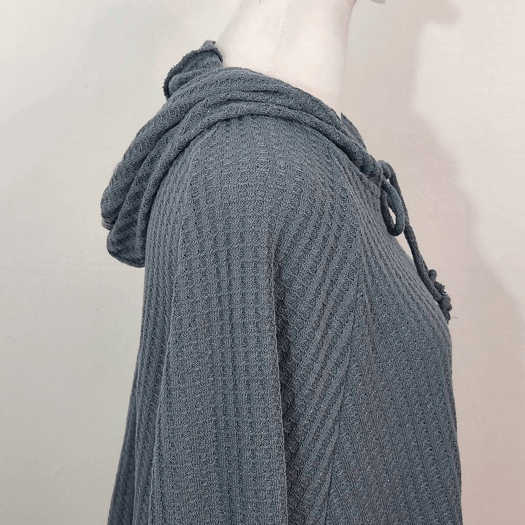 Chaser Blue Ribbed Knit Hoodie NWT Size Medium Teal Blue Hoodie