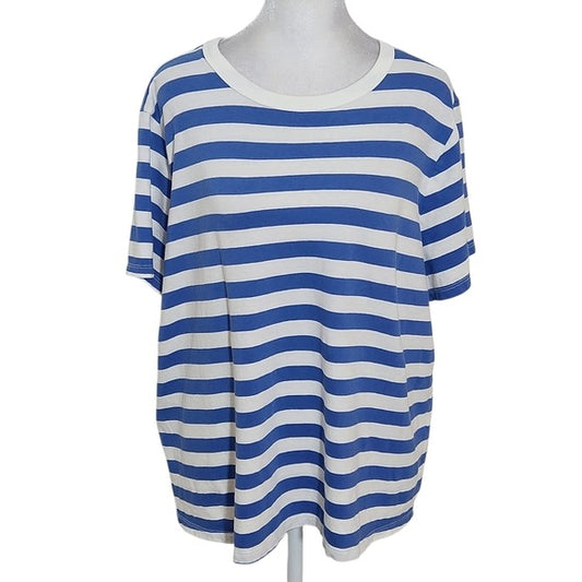Old Navy Everywhere Tee Blue and White Stripe Short Sleeve Top Size XL