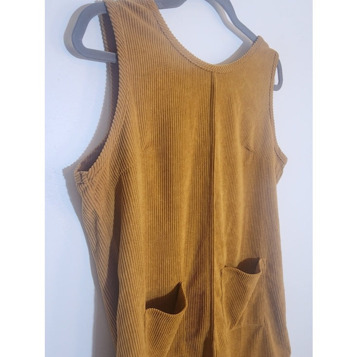 Mustard Gold Corduroy Shift Mini Dress Size Medium NWOT