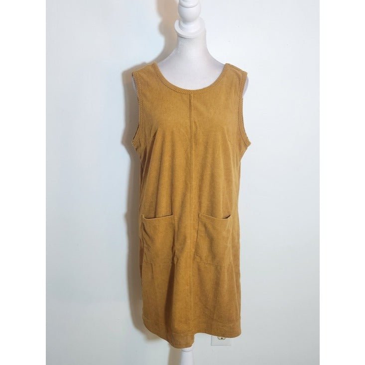 Mustard Gold Corduroy Shift Mini Dress Size Medium NWOT