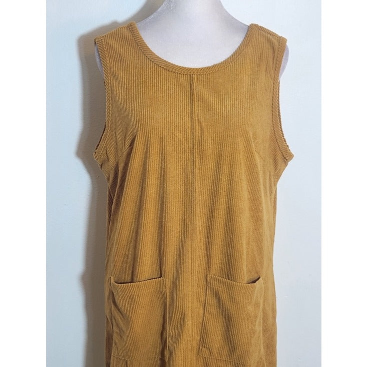 Mustard Gold Corduroy Shift Mini Dress Size Medium NWOT