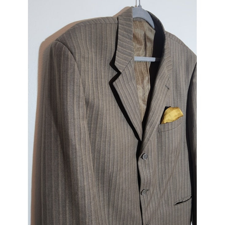 Luzzato Light Brown Striped Blazer Size 48 L