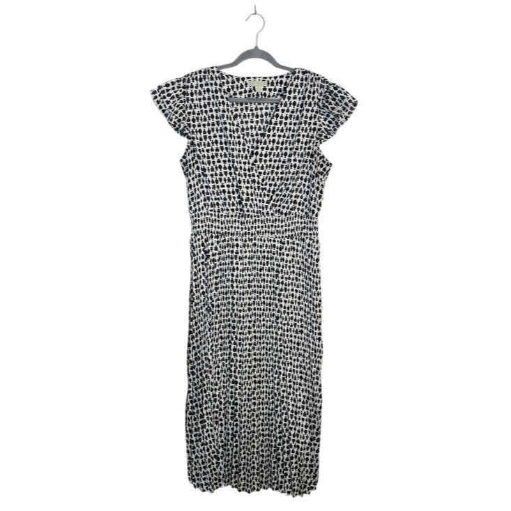 Ryegrass White and Black Perfume Print Blouson Midi Dress Size Large