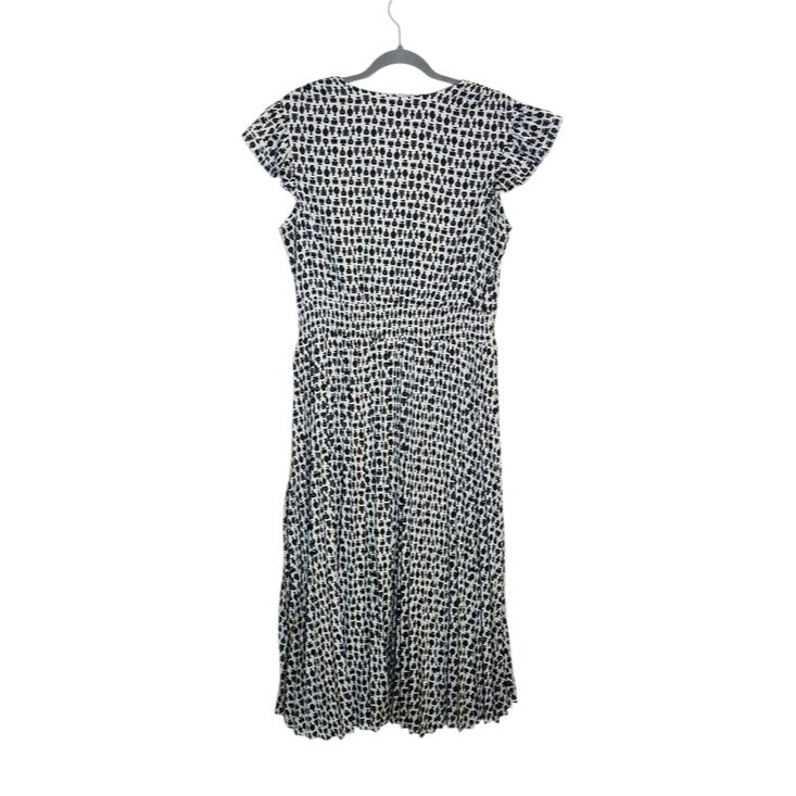 Ryegrass White and Black Perfume Print Blouson Midi Dress Size Large