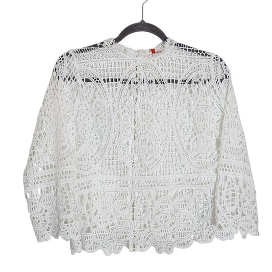 Mele & Pere White Lace Cropped Blouse Size Medium