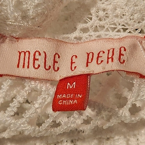 Mele & Pere White Lace Cropped Blouse Size Medium