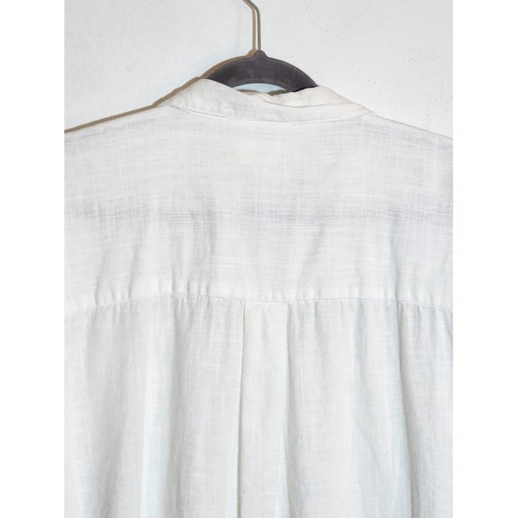 Thread and Supply White Cropped Linen Blend Button Down Shirt Size Small