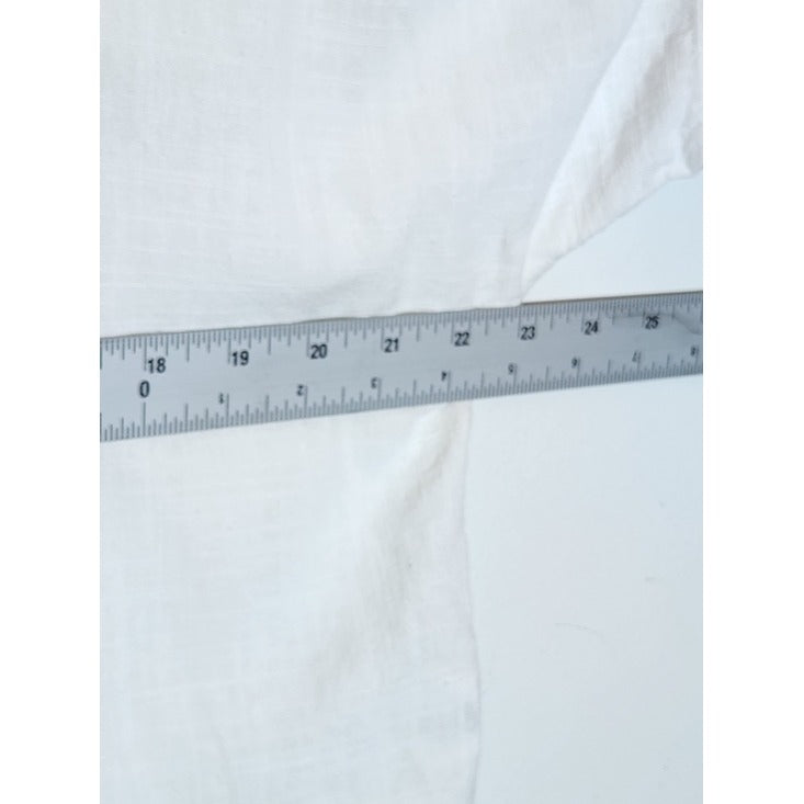 Thread and Supply White Cropped Linen Blend Button Down Shirt Size Small