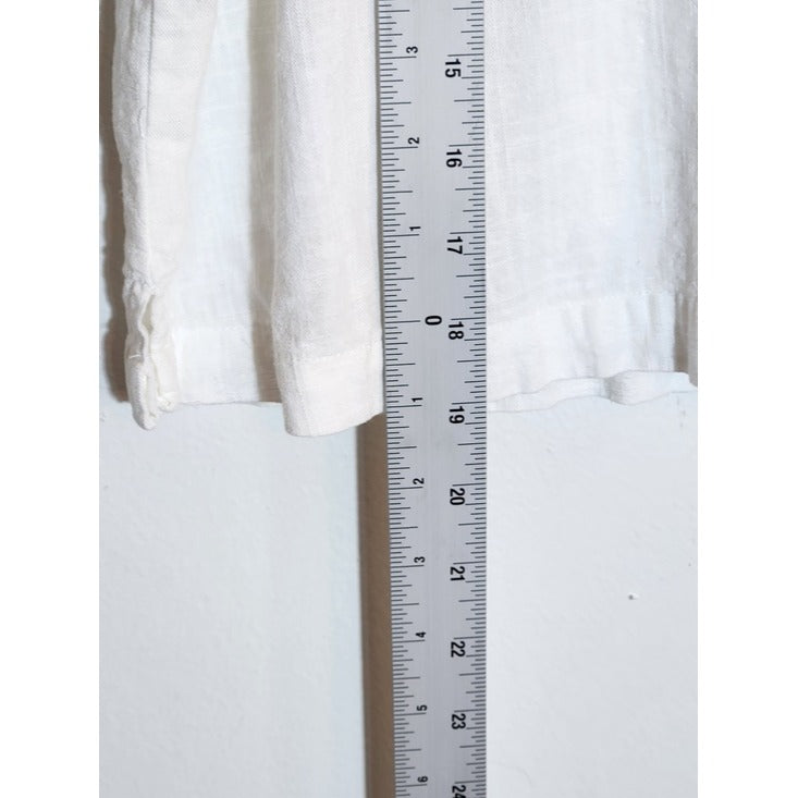 Thread and Supply White Cropped Linen Blend Button Down Shirt Size Small