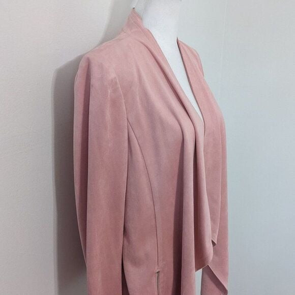 Tahari Faux Suede Pink Blazer Size 2 Tahari Pink Open Draped Cardigan