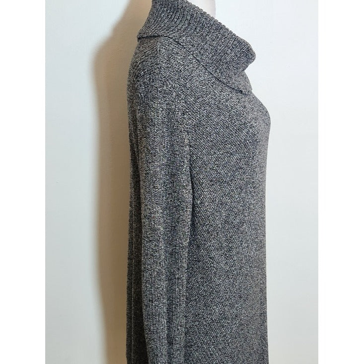 Talbots Gray Marled Shaker Stitch Split Cowl Neck Sweater Size Small