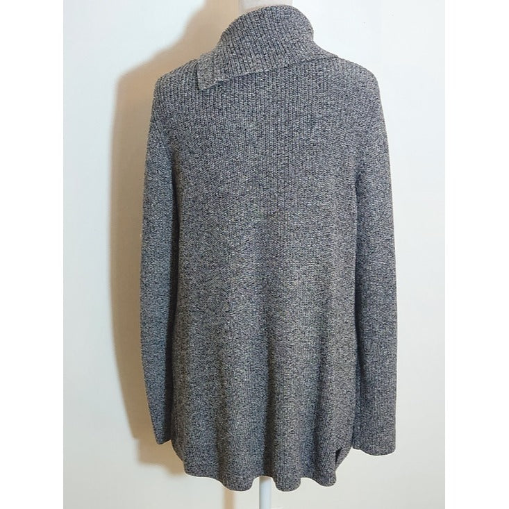 Talbots Gray Marled Shaker Stitch Split Cowl Neck Sweater Size Small