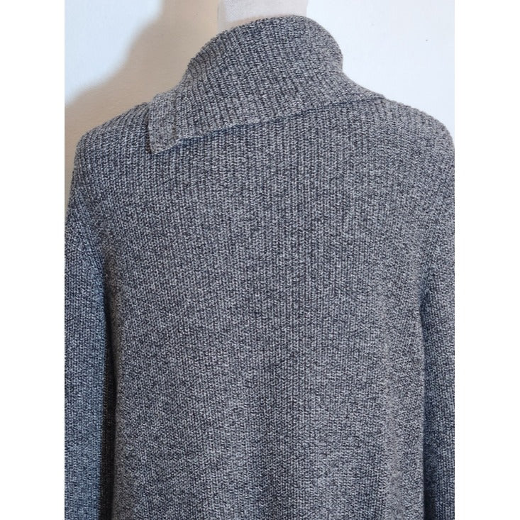 Talbots Gray Marled Shaker Stitch Split Cowl Neck Sweater Size Small