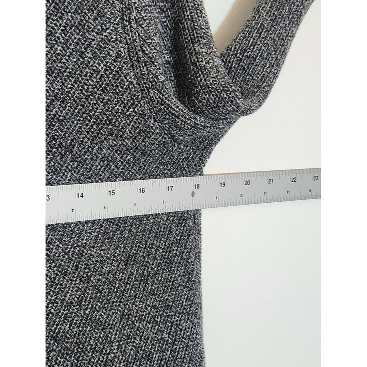 Talbots Gray Marled Shaker Stitch Split Cowl Neck Sweater Size Small