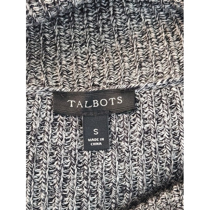 Talbots Gray Marled Shaker Stitch Split Cowl Neck Sweater Size Small