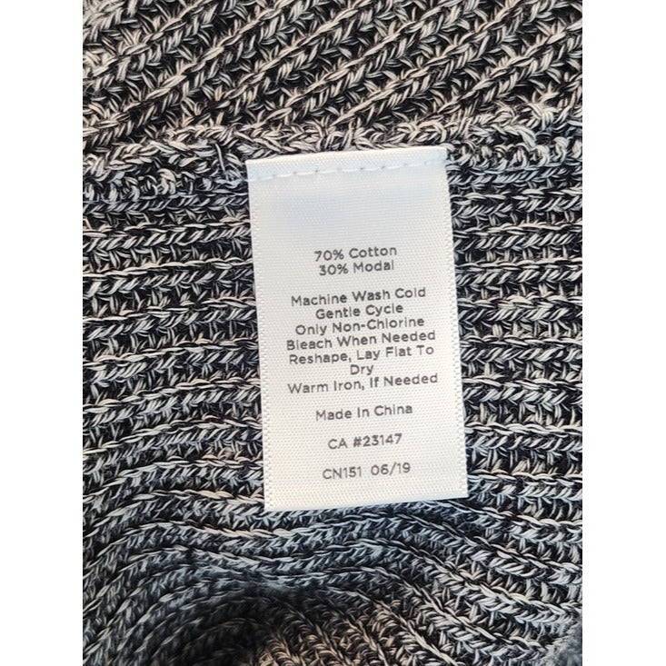 Talbots Gray Marled Shaker Stitch Split Cowl Neck Sweater Size Small