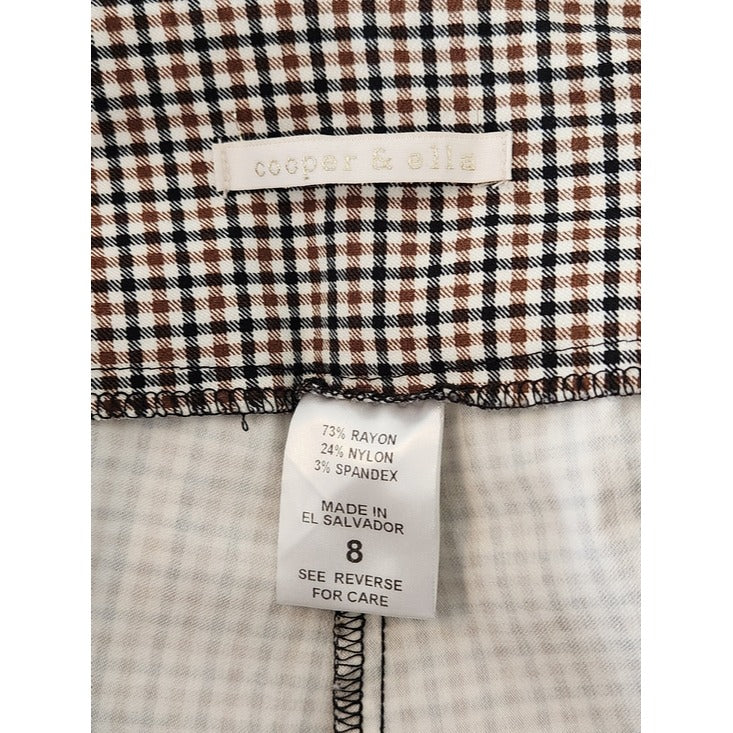 Cooper and Ella Brown and Black Plaid Slim Ankle Pants Size 8