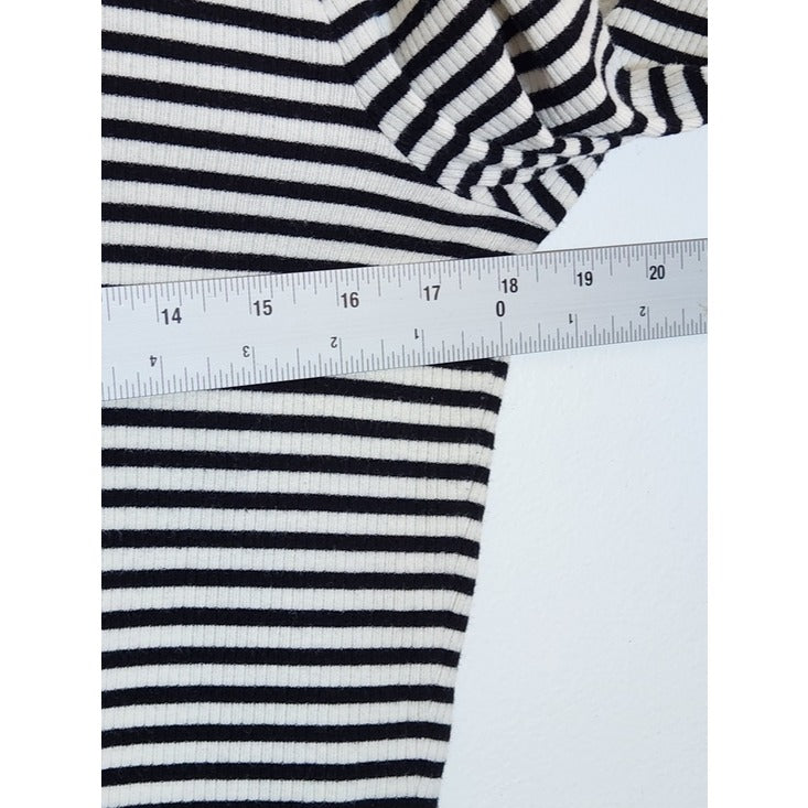 Lauren Ralph Lauren Womens Black and White Ribbed Knit Henley Size Large