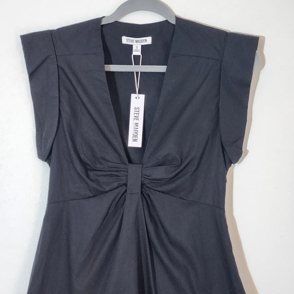 Steve Madden Black Cotton Mini Dress Size Small NWT Wedding Guest Dress