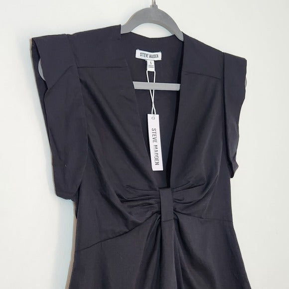 Steve Madden Black Cotton Mini Dress Size Small NWT Wedding Guest Dress
