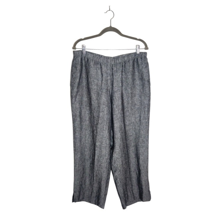 J. Jill Linen Gray Cropped Wide Leg Pants Size Medium