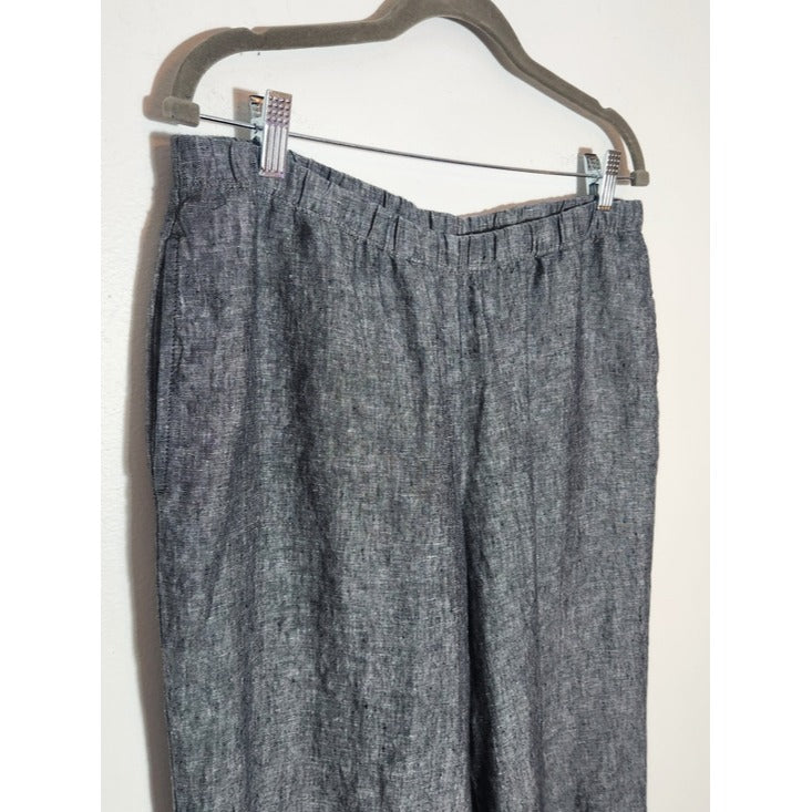 J. Jill Linen Gray Cropped Wide Leg Pants Size Medium