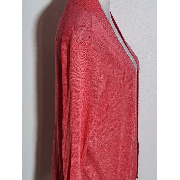 Tommy Bahama Coral Pink Linen Knit Open Cardigan Size Small
