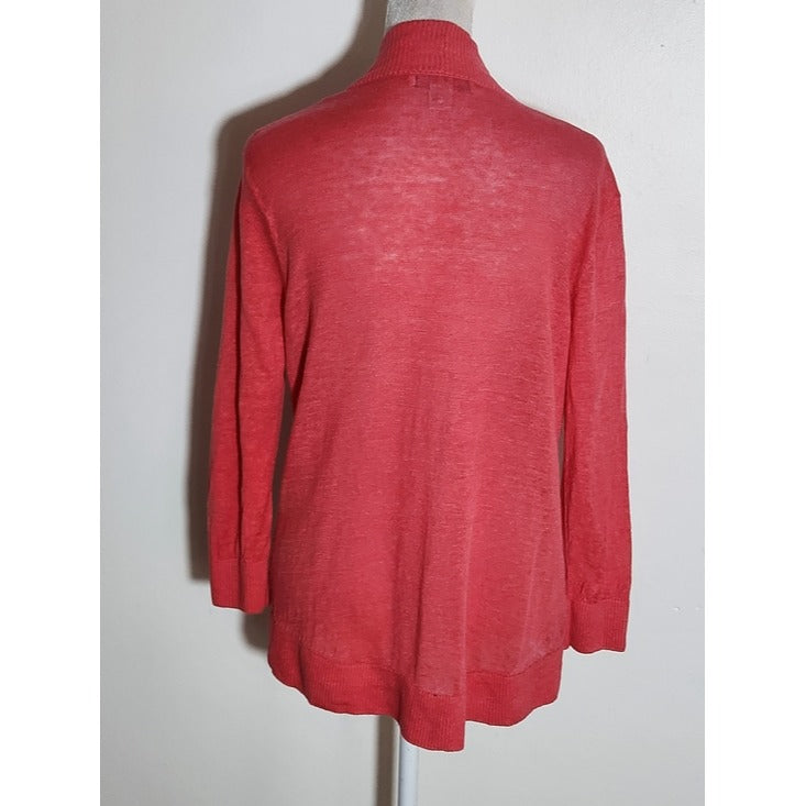 Tommy Bahama Coral Pink Linen Knit Open Cardigan Size Small