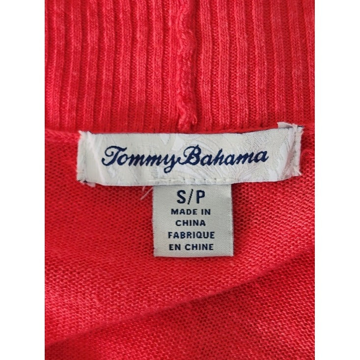 Tommy Bahama Coral Pink Linen Knit Open Cardigan Size Small