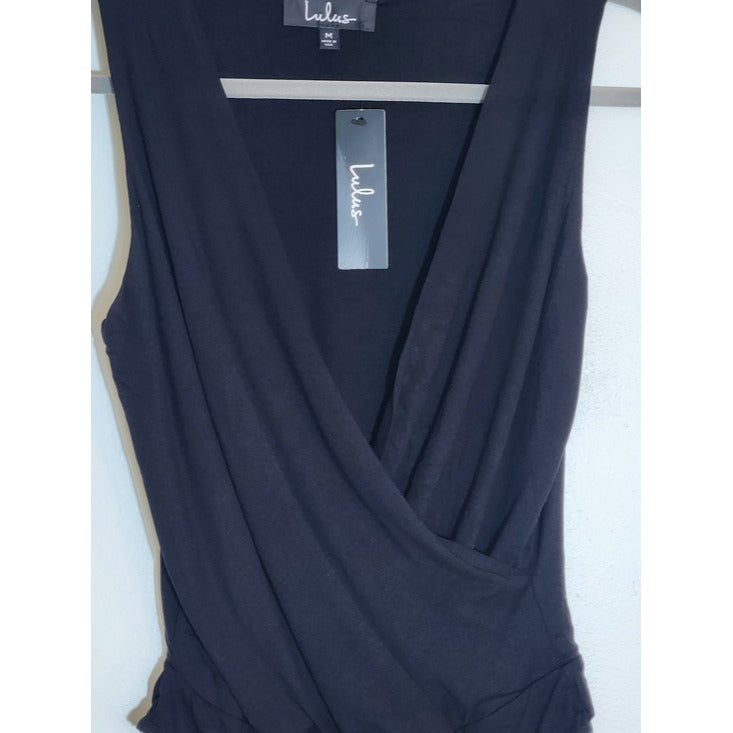 Lulus Black Sleeveless Draped Bodysuit Size Medium NWT