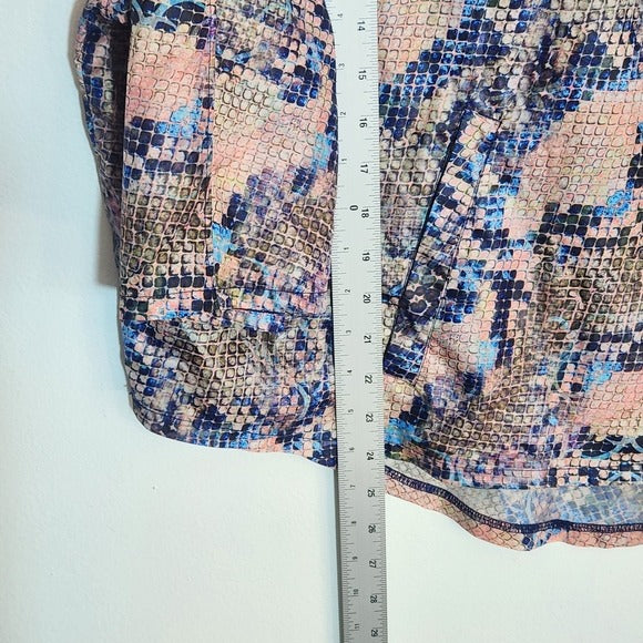 Karen Kane Blue and Pink Snakeskin Print Pullover Windbreaker Size Medium