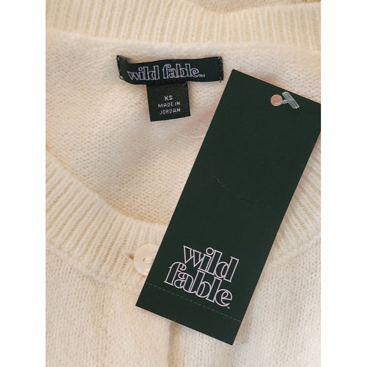 Wild Fable Cream Short Sleeve Button Down Cardigan Sweater Size XS NWT