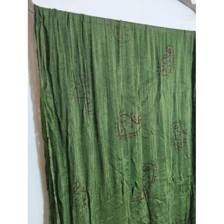 Fresh Brewed Green and Burgundy Boho Woven Scarf with Fringe Trim One Size