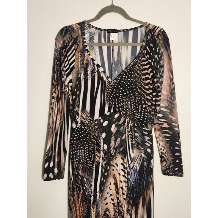 Venus Womens Multicolor Animal Print Mermaid Maxi Dress Size Small