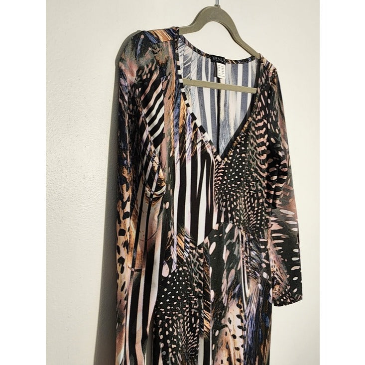 Venus Womens Multicolor Animal Print Mermaid Maxi Dress Size Small