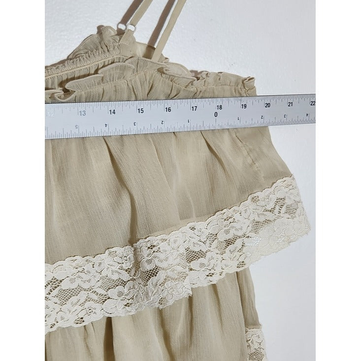 American Eagle Cream Boho Ruffle Lace Cropped Top Size XL