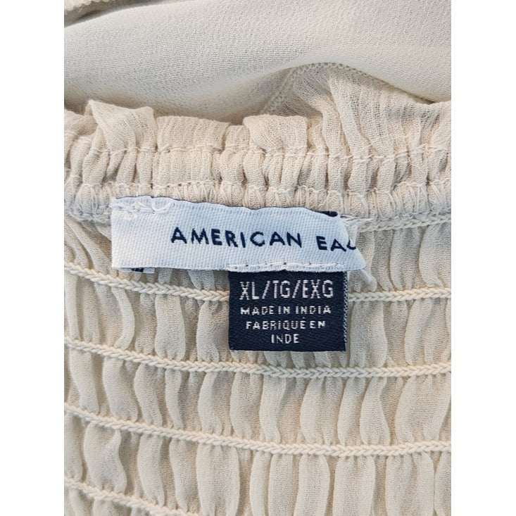 American Eagle Cream Boho Ruffle Lace Cropped Top Size XL