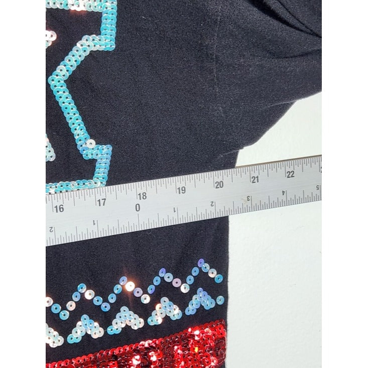 PINK by Victoria's Secret Black Sequin Holiday Tee Size Medium