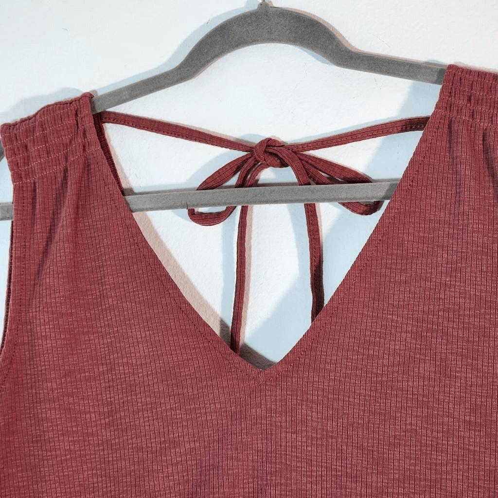 Very J Pink Ribbed Knit Crop Top Size Medium Dusty Pink Crop Top with Fringe