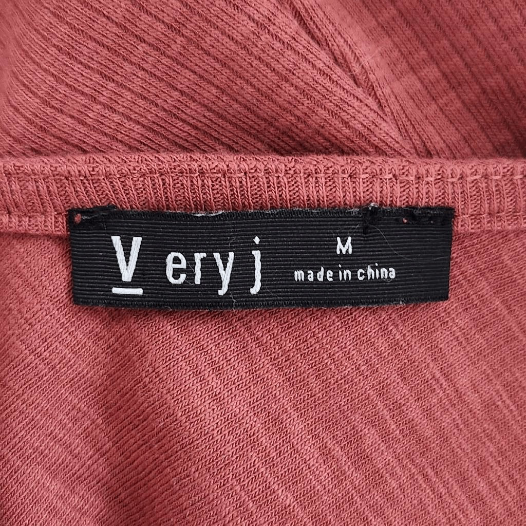 Very J Pink Ribbed Knit Crop Top Size Medium Dusty Pink Crop Top with Fringe
