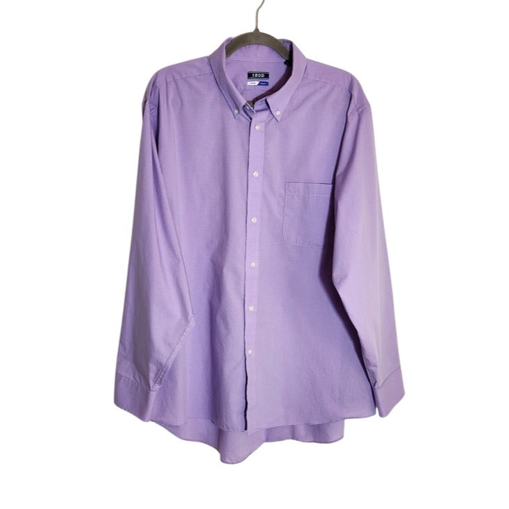 IZOD Purple Check Long Sleeve Button Down Shirt Size XL