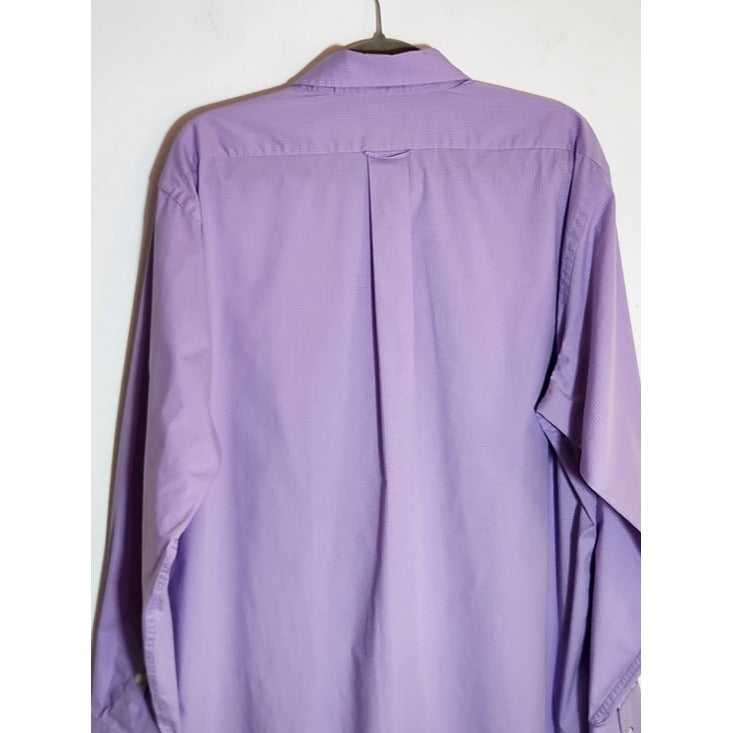 IZOD Purple Check Long Sleeve Button Down Shirt Size XL