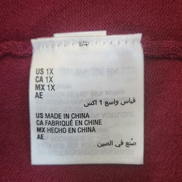 Alfani Burgundy Sweater with Faux Fur Cuffs Size 1X Oxblood Mock Neck Sweater