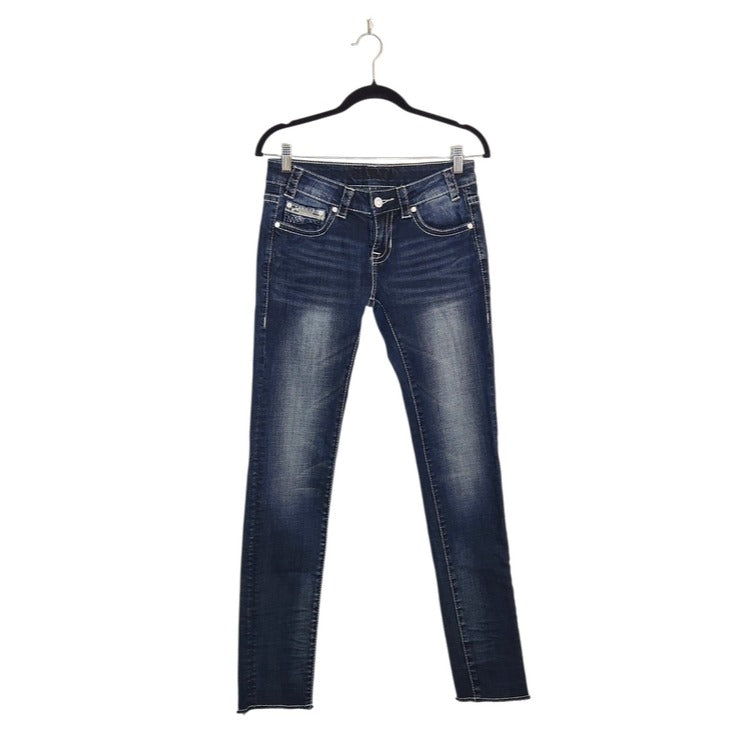 Rock & Roll Cowgirl Dark Wash Embellished Skinny Jeans Size 26 x 32