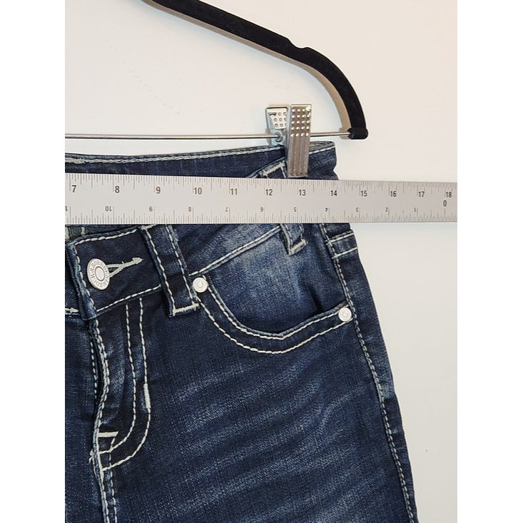 Rock & Roll Cowgirl Dark Wash Embellished Skinny Jeans Size 26 x 32