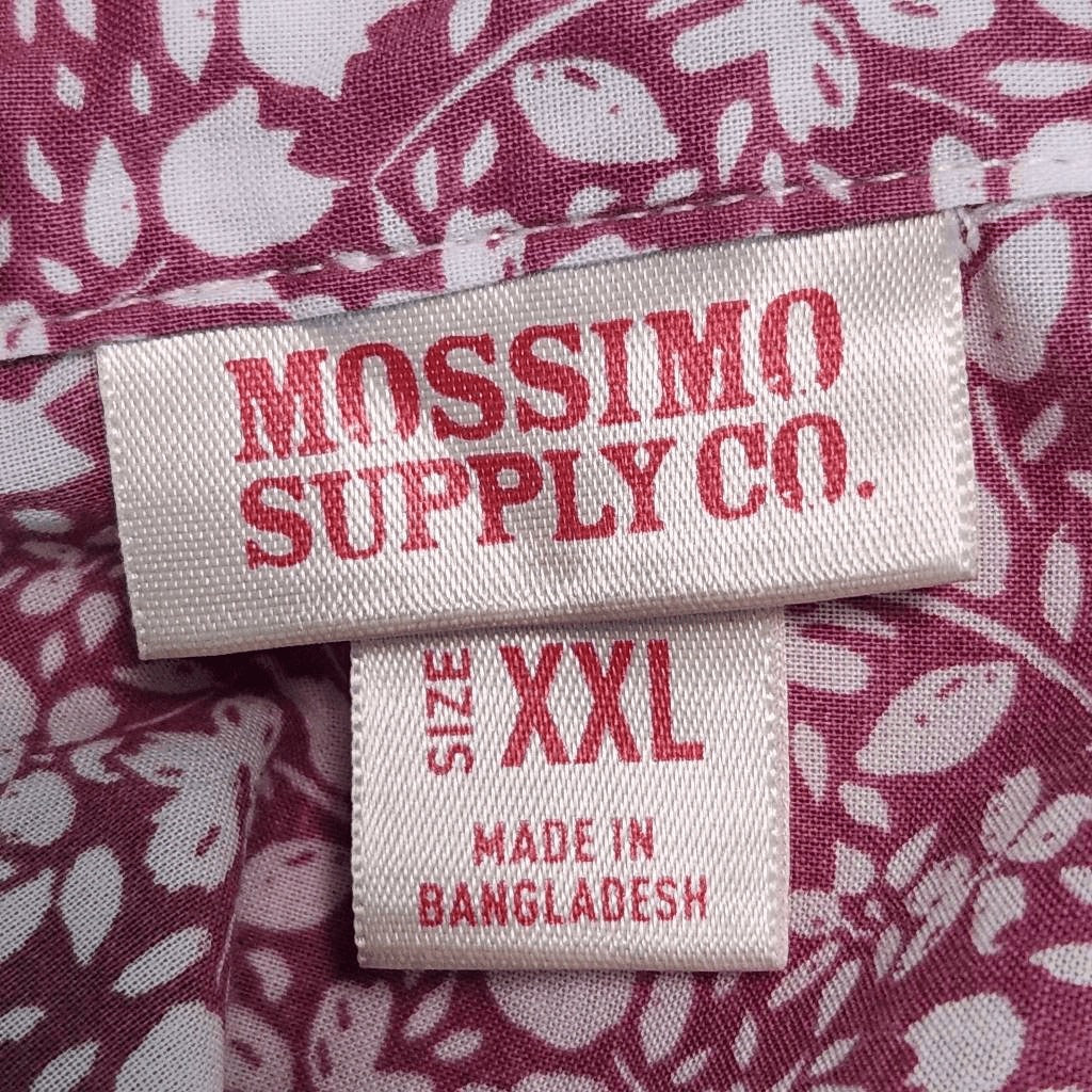 Mossimo Purple Floral Button-Up Shirt Size XXL White and Plum Floral Top