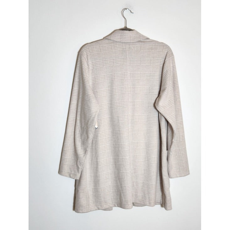 Dictionary Taupe and Cream Plaid Soft Knit Blazer Size Medium NWT