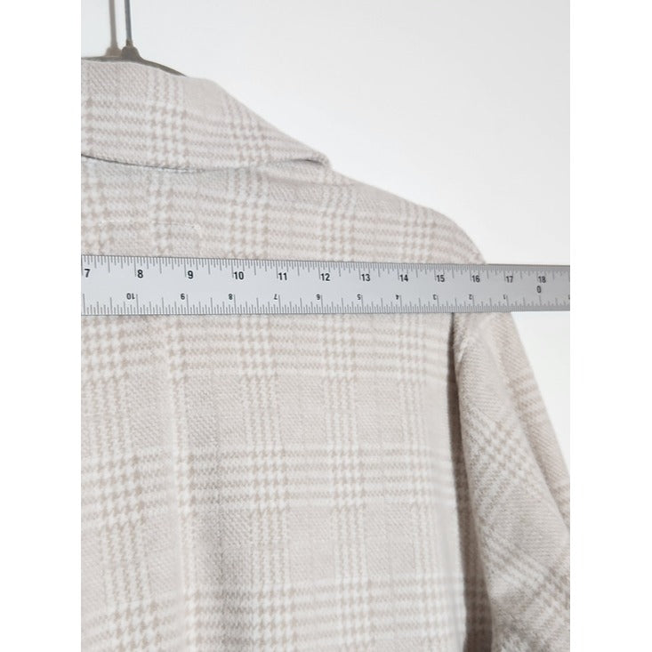 Dictionary Taupe and Cream Plaid Soft Knit Blazer Size Medium NWT