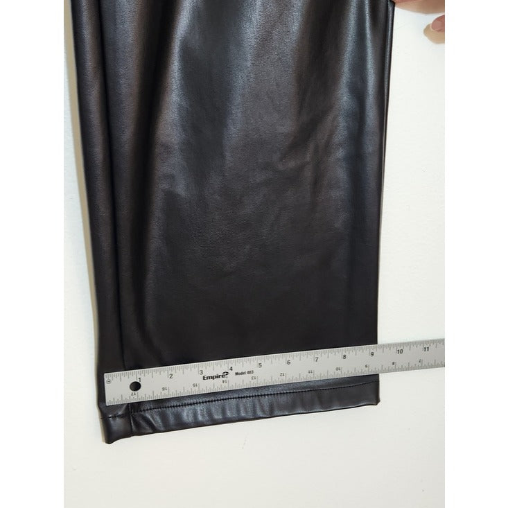 Gap Womens Black Faux Leather Wide Leg Pull-On Pants Size Small